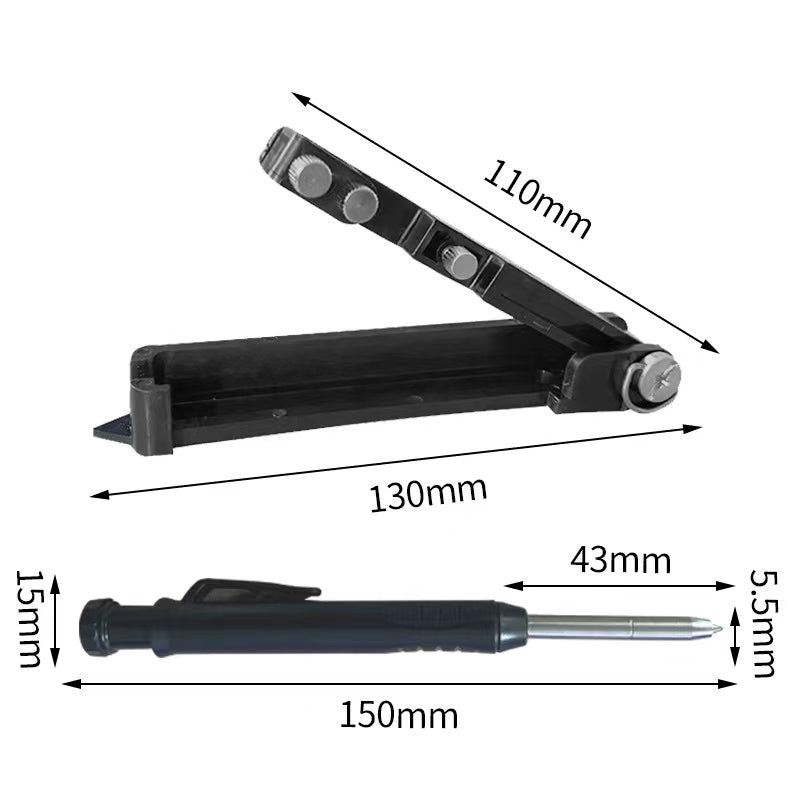 CLEARANCE- Aluminum Woodworking Measuring Tools Adjustable Profile Scribing Ruler with Deep Hole Pen