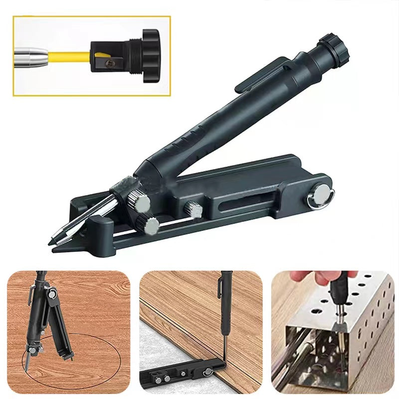 CLEARANCE- Aluminum Woodworking Measuring Tools Adjustable Profile Scribing Ruler with Deep Hole Pen