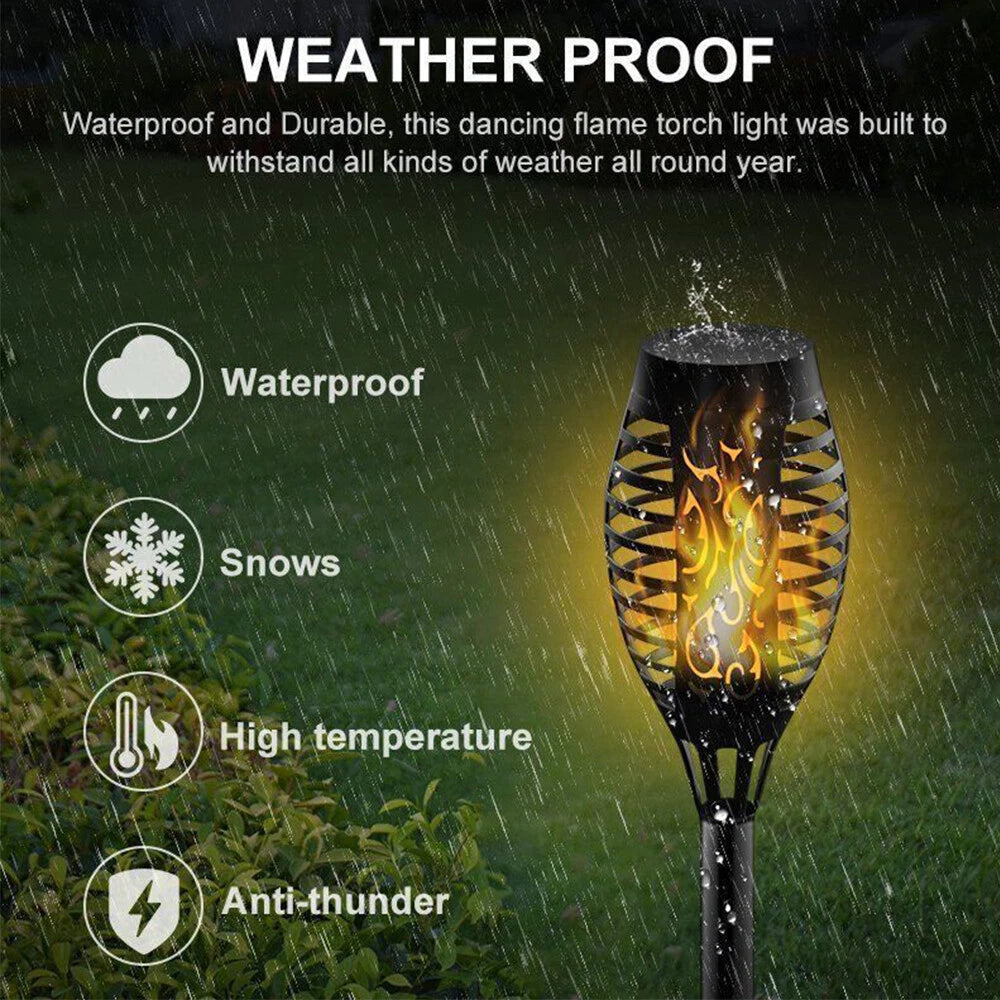 2X LED Solar Light Patio Garden Decoration Light Simulation Flame Floor Lamp