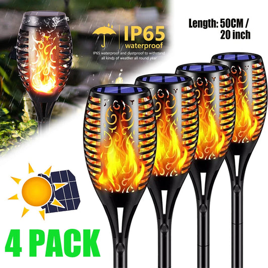 2X LED Solar Light Patio Garden Decoration Light Simulation Flame Floor Lamp