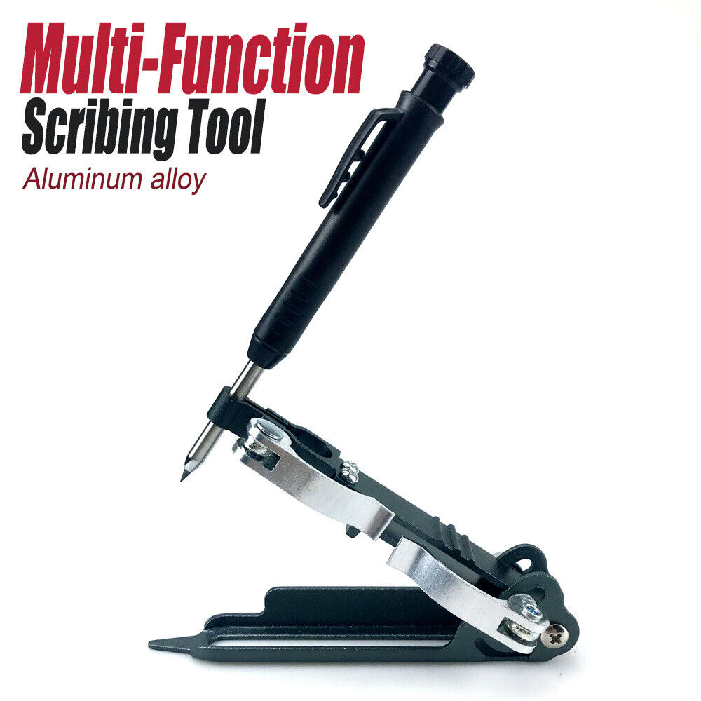 CLEARANCE- Aluminum Woodworking Measuring Tools Adjustable Profile Scribing Ruler with Deep Hole Pen
