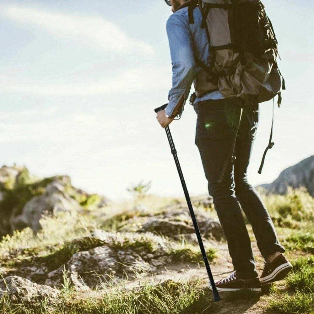 Lightweight Folding Adjustable Walking Stick Aluminium Hiking Travel Cane