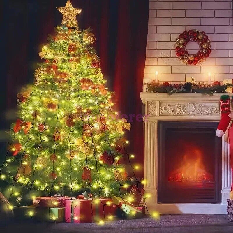 2025 Christmas Tree Light Ring Ceiling Waterfall String lights Remote Deco