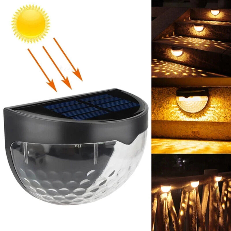 2pcs Solar Fence Lights Outdoor Wall Lights Deck Step Stair Lights Waterproof Garden