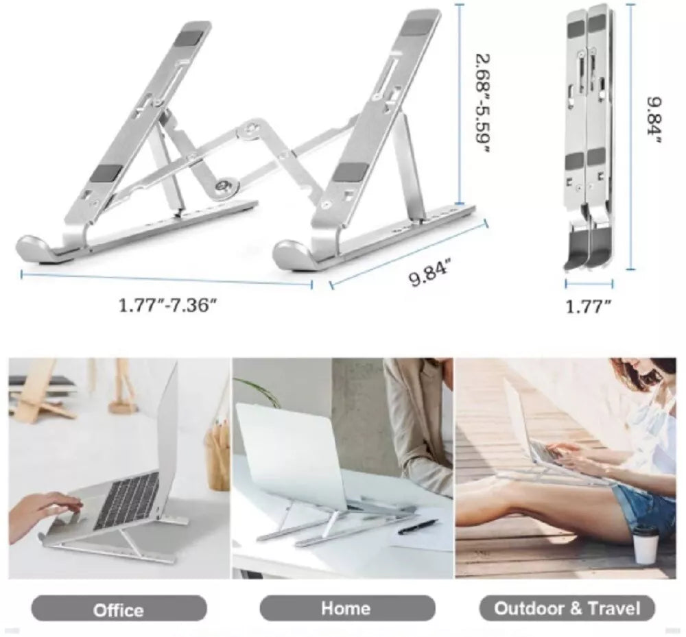 Adjustable Aluminum Laptop Stand – Ergonomic Desk Riser Holder