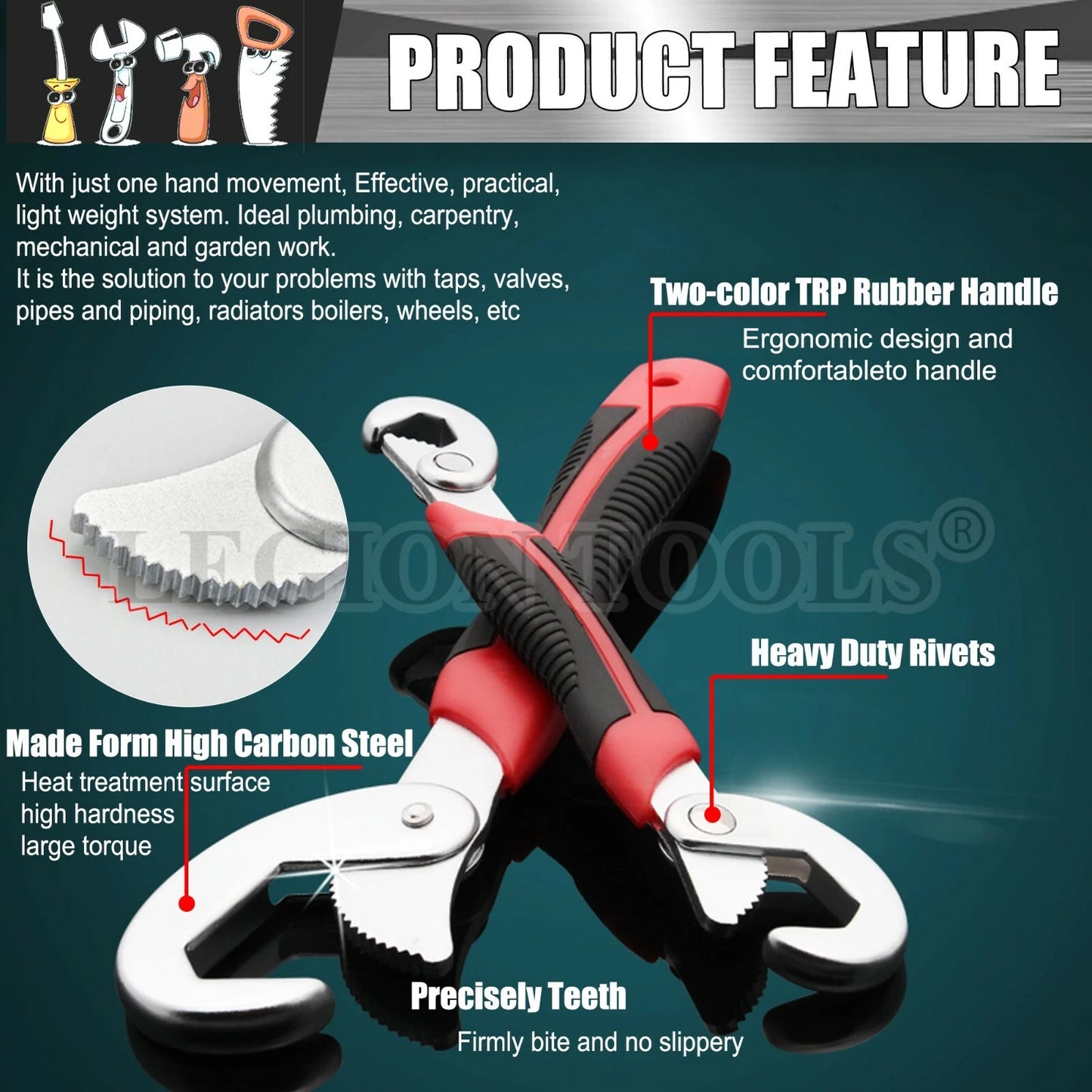 Universal Wrench Quick Snap and Grip Adjustable Spanner Multi-function Set