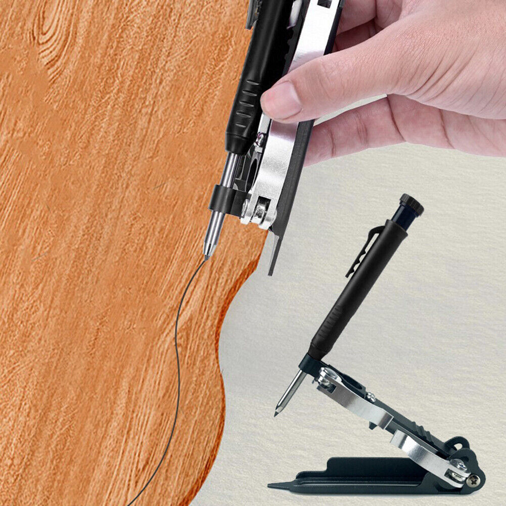 CLEARANCE- Aluminum Woodworking Measuring Tools Adjustable Profile Scribing Ruler with Deep Hole Pen