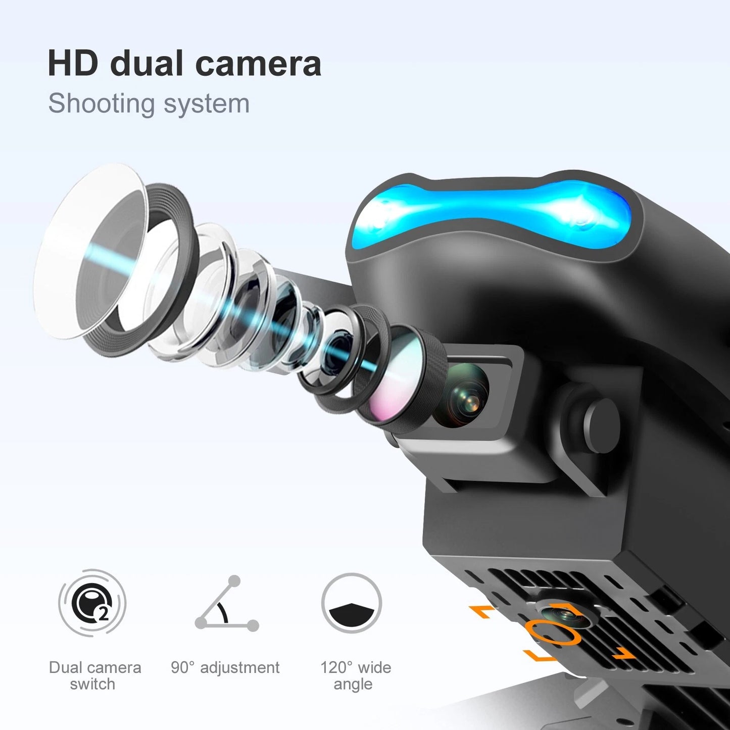 4K RC HD Wide-angle Dual Camera FPV Wi-Fi RC Drone Quadcopter + 2 Battery