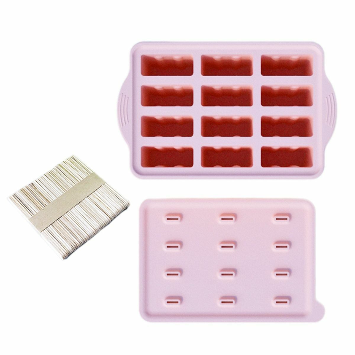 CLEARANCE- Silicone Ice Cream Mould Block 12 Frozen Molds Icy Pole Jelly Popsicle Maker