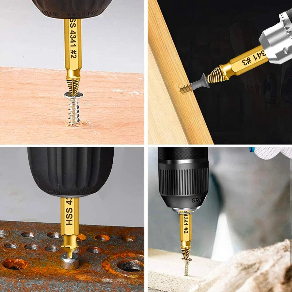 6PCS Screw Extractor Set Easy Out Drill Bits Guide Broken Screws Bolt Remover