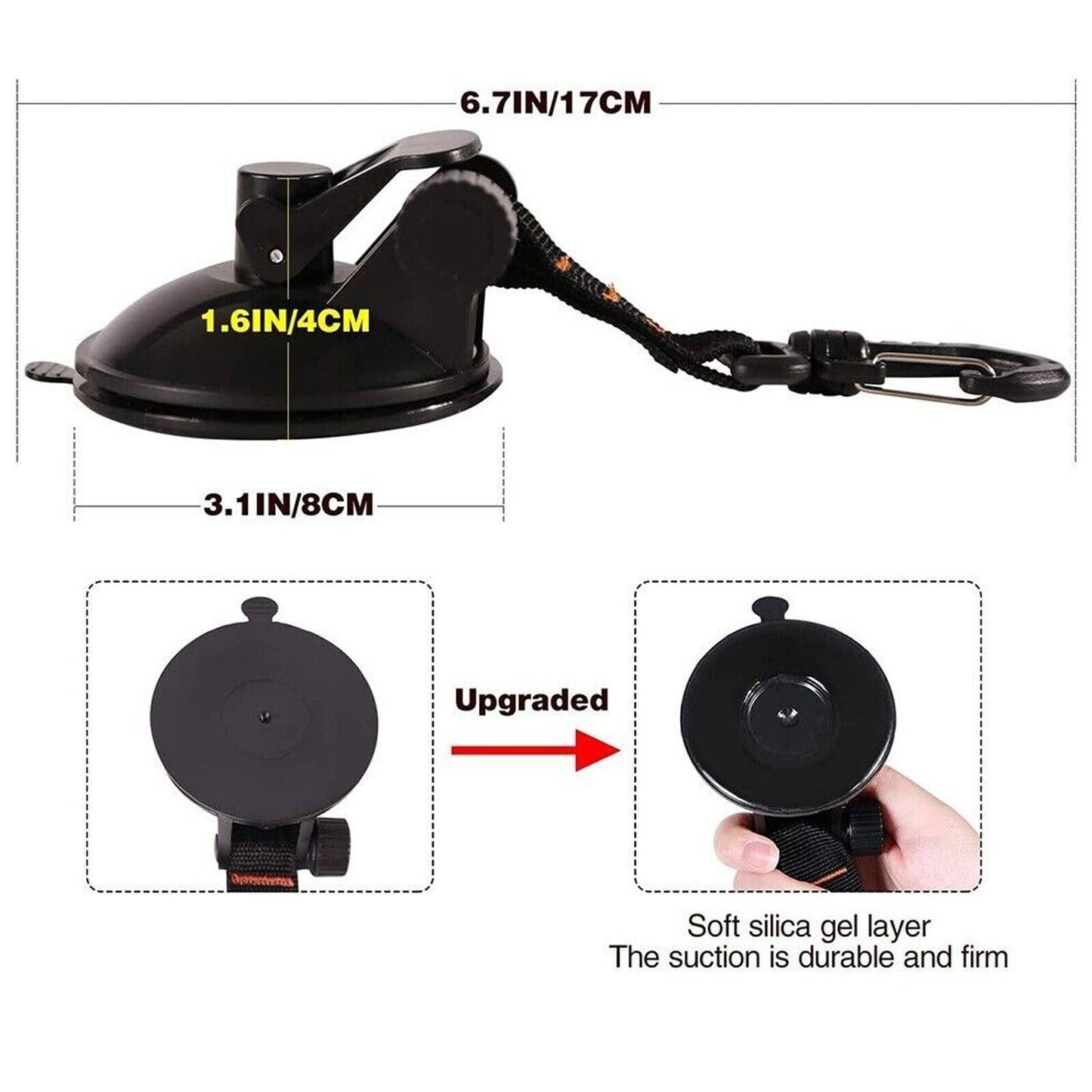 2pcs Heavy Duty Suction Cup Anchor with Securing Hook Tie Down for Car Camping Tarp