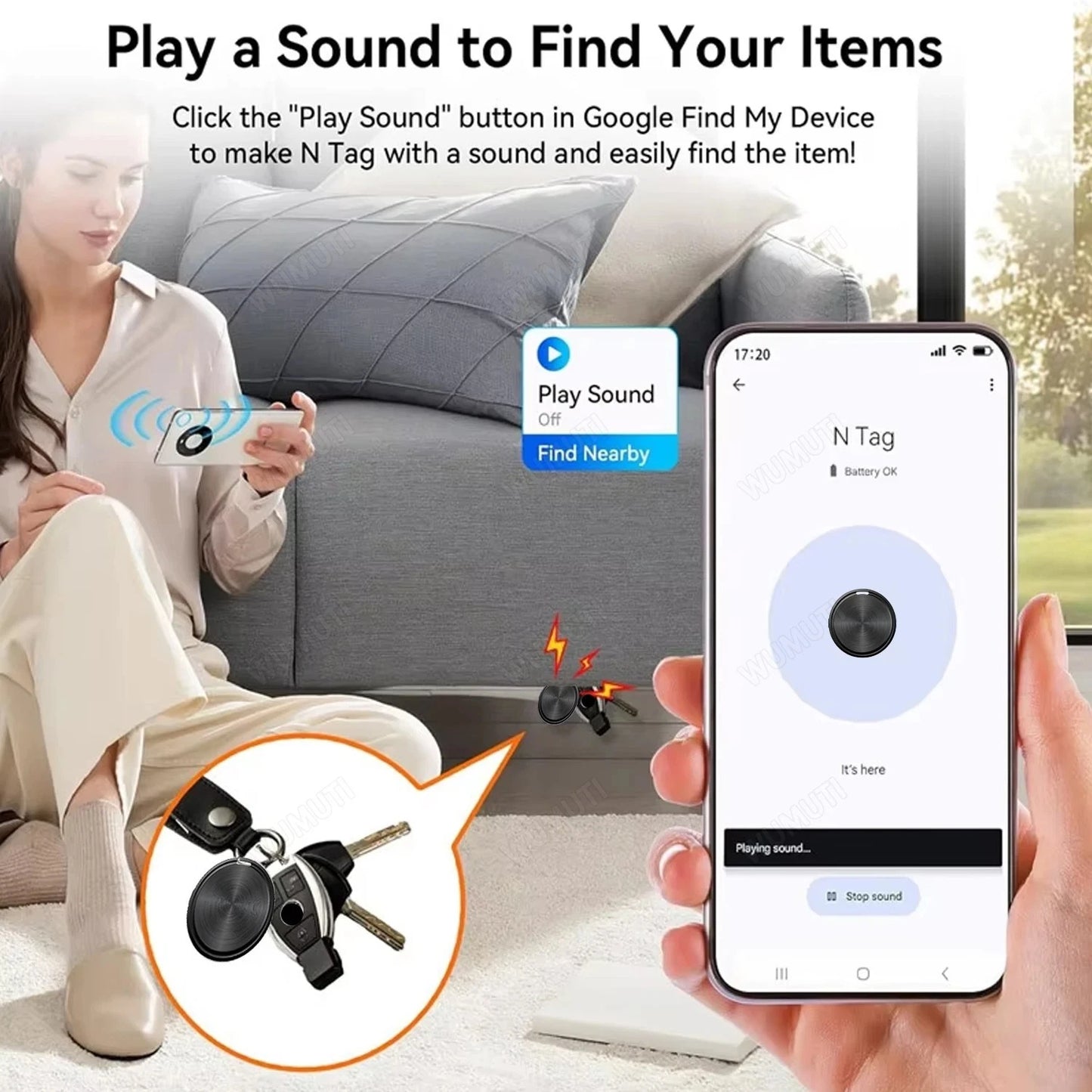Android Mini Tracker Google Find My Locator for Keys Pets Wallet Luggage