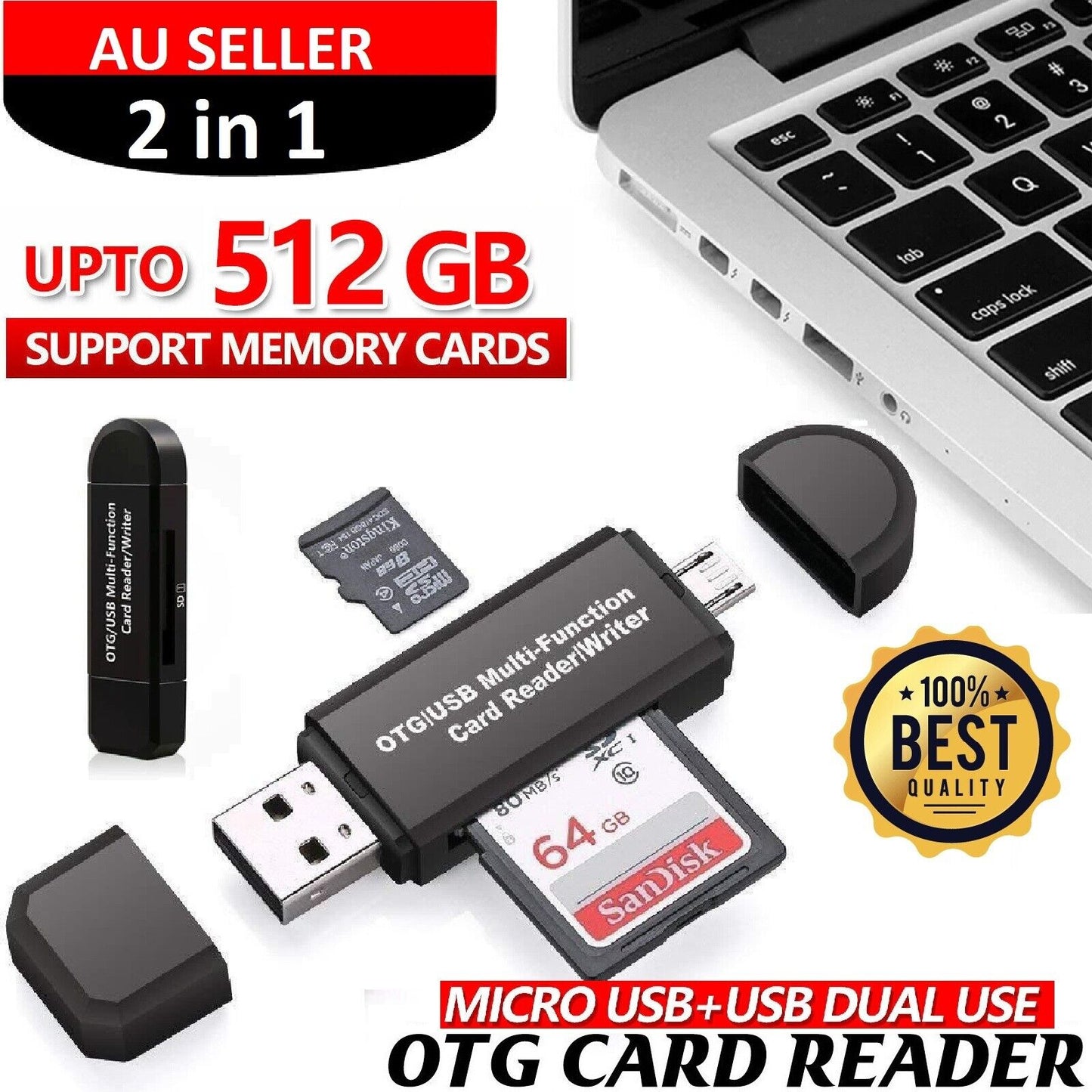 2 In 1 Micro USB OTG to USB 2.0 Adapter SD/Micro SD Card Reader For Smartphones