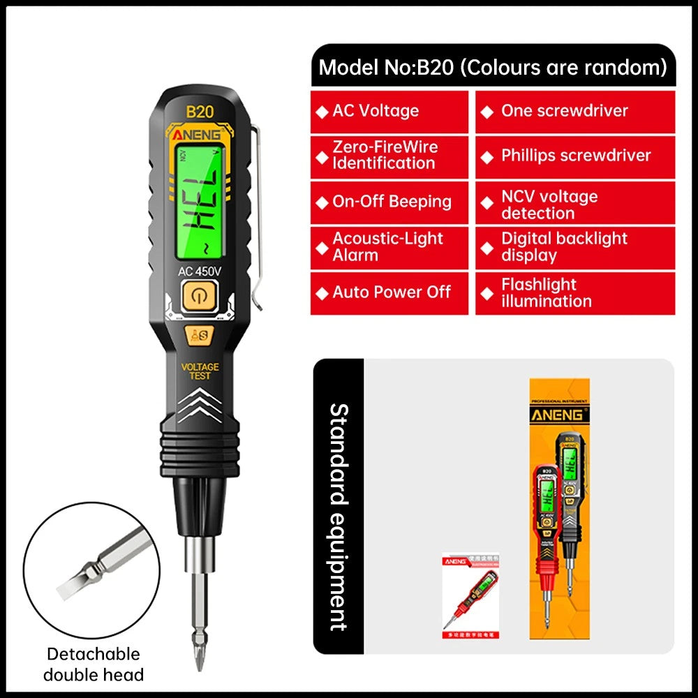 2026 New Voltage Electric Tester Volt Detector Test Pen AC Non-Contact Sensor (Black/ Red Random)