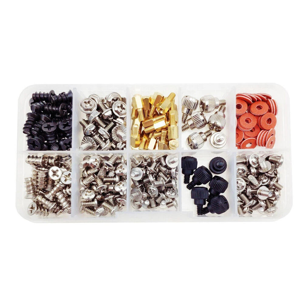 300pcs/Box Computer Screws Standoffs Kit for PC Hard Drive Motherboard Case Fan