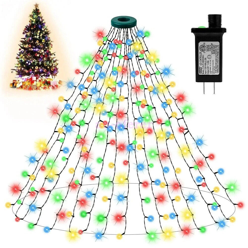 2025 Christmas Tree Light Ring Ceiling Waterfall String lights Remote Deco
