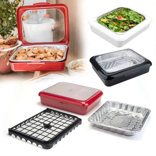 Plastic Foil Pan Carrier Stackable Portable Foil Pans Holder For Home Outdoor