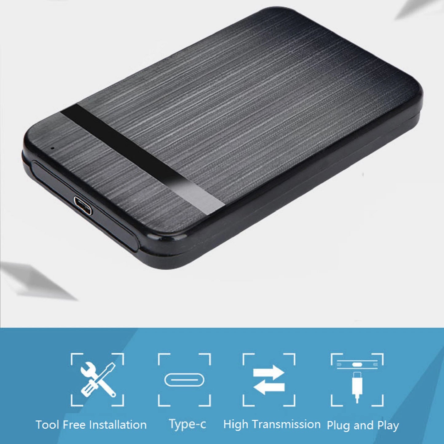 USB C Enclosure 2.5" USB 3.1 Type C SATA SSD External Hard Disk Case