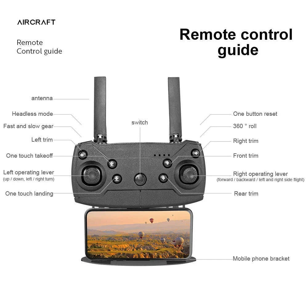 4K RC HD Wide-angle Dual Camera FPV Wi-Fi RC Drone Quadcopter + 2 Battery