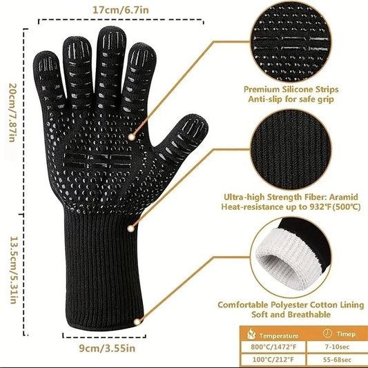 1PC Gloves BBQ Fire Extreme Heat Resistant Grilling Cooking Oven Gloves