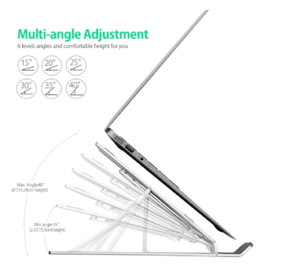 Adjustable Aluminum Laptop Stand – Ergonomic Desk Riser Holder