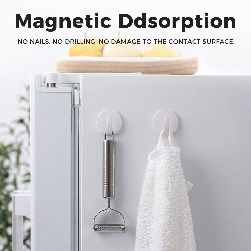 CLEARANCE- 2pcs Magnetic Hooks Coat Hat Keys White Hanger Home Ornaments Organizer Supplies