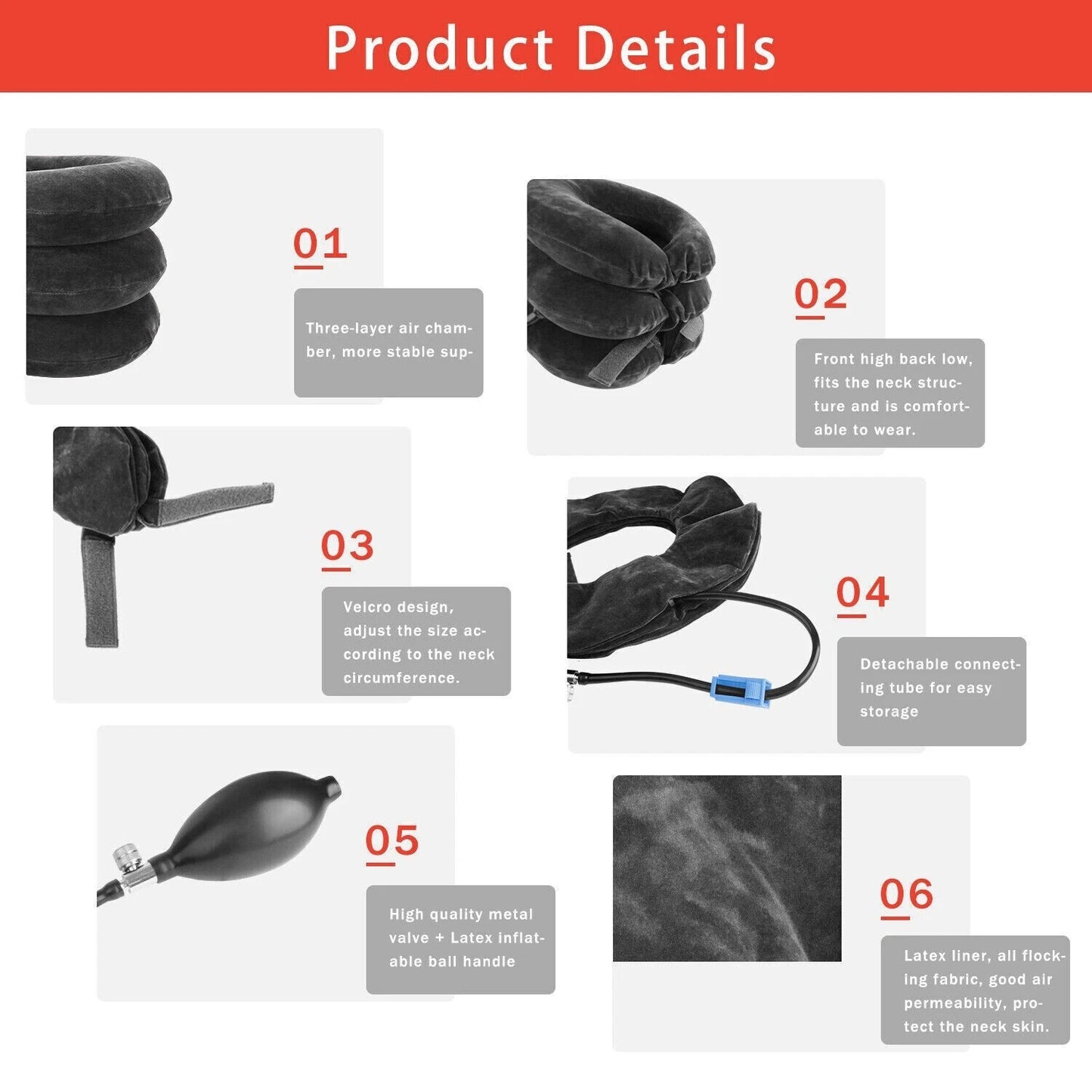 Neck Tractor Inflatable Air Cervical Traction Device Support Collar Ortho Pillow