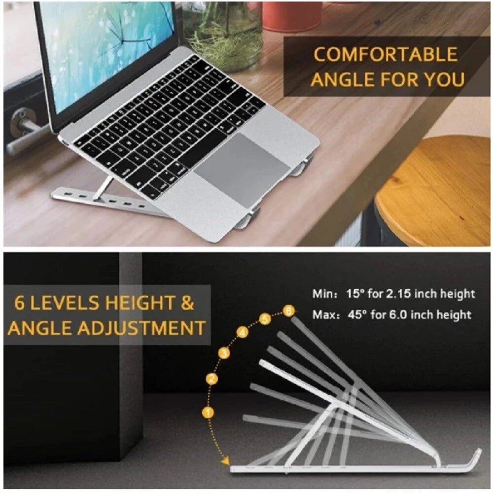 Adjustable Aluminum Laptop Stand – Ergonomic Desk Riser Holder