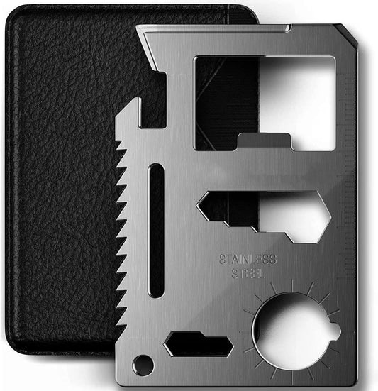 Credit Card 11-in-1 Survival Pocket Tool, Multi Function Portable Outdoor