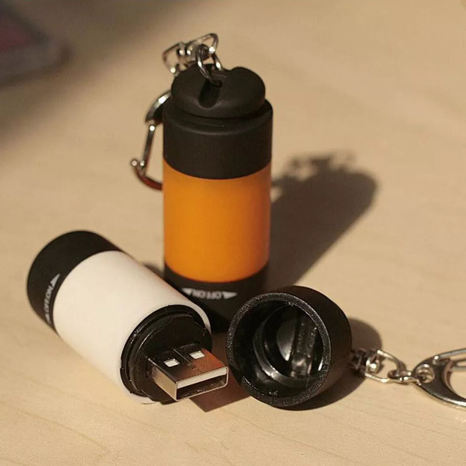 CLEARANCE- Mini USB Rechargeable LED Torch Lamp Flashlight Keychain Keyring Waterproof