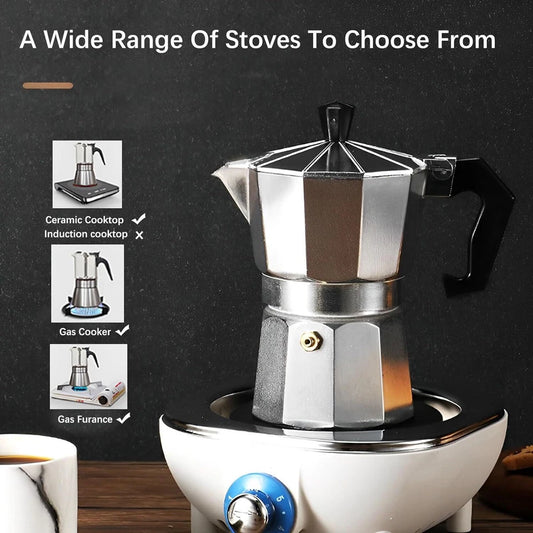 150ML Stove Top Italian Coffee Maker Moka Pot Espresso Latte Percolator