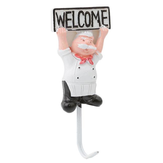 4pcs Chef Kitchen Hooks Cute French Chef Wall Hooks Utility Hooks Self Adhesive