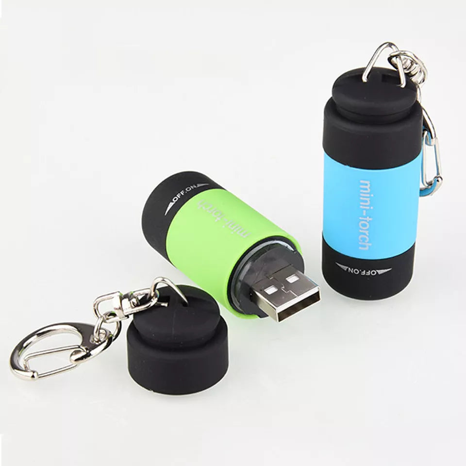CLEARANCE- Mini USB Rechargeable LED Torch Lamp Flashlight Keychain Keyring Waterproof