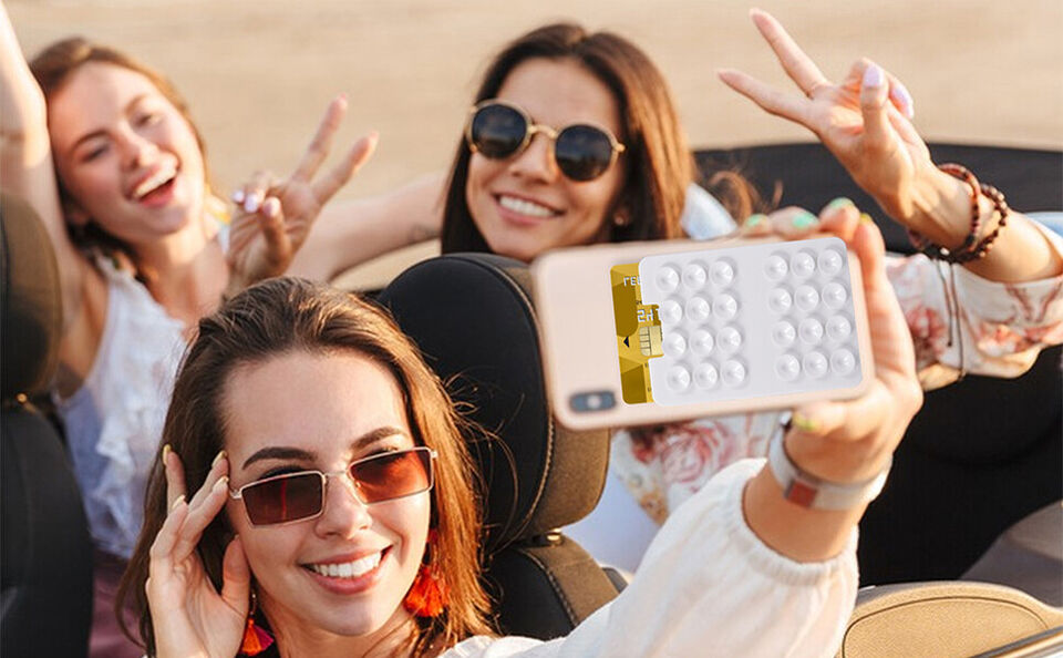 CLEARANCE- Suction Card Holder for Phone Adhesive Cellphone Card Mount Powerful Adsorption