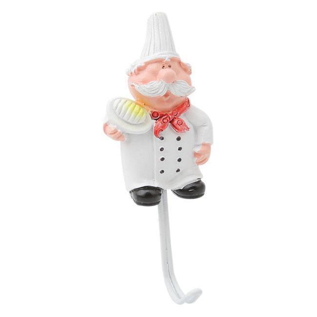 4pcs Chef Kitchen Hooks Cute French Chef Wall Hooks Utility Hooks Self Adhesive