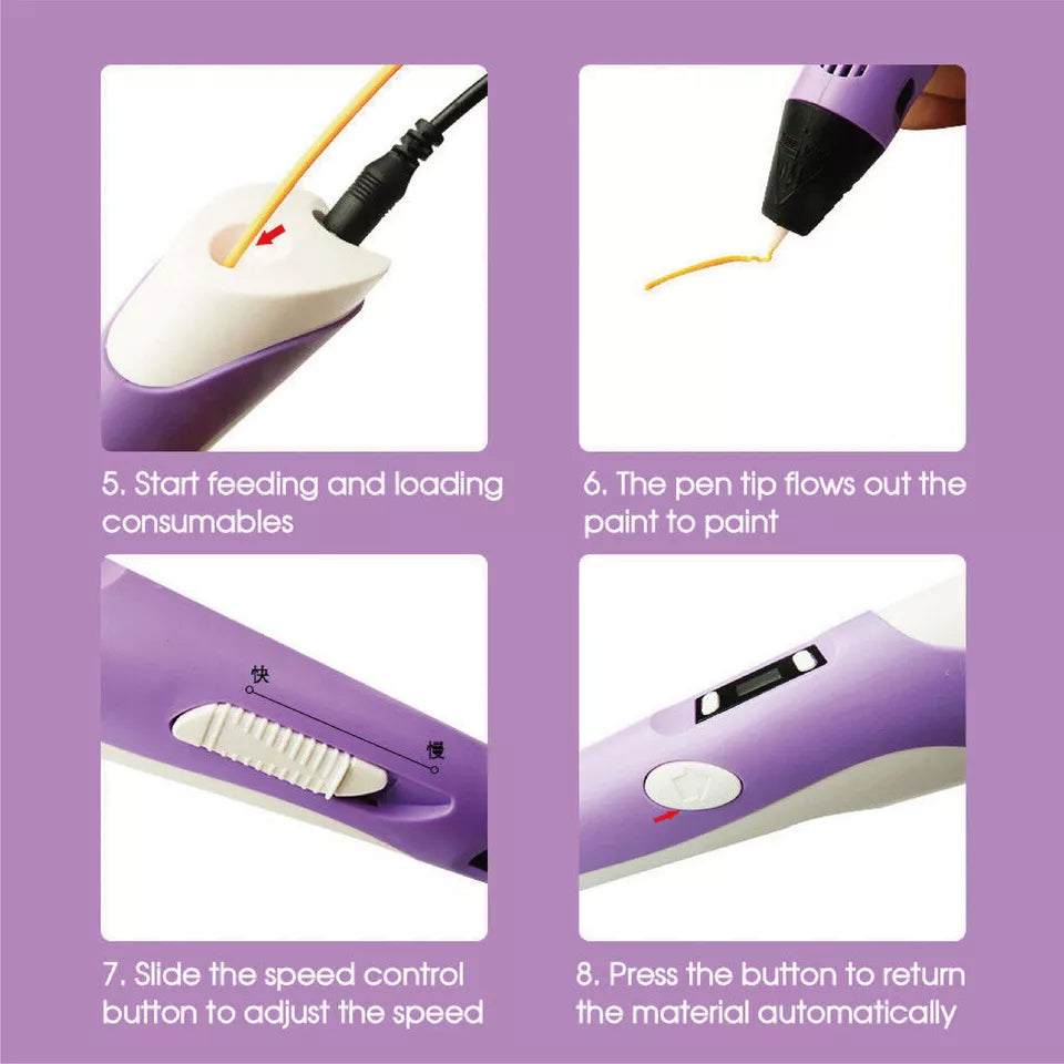 CLEARANCE- 3D Printing Pen Drawing Pen Printer LCD Screen with Free Filaments