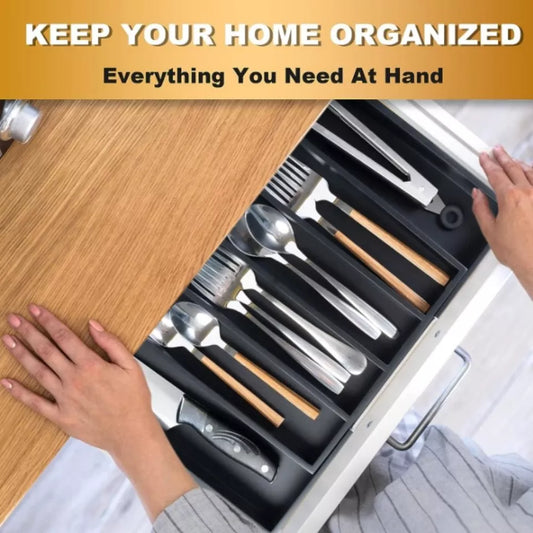 CLEARANCE-Cutlery Drawer Organiser Expandable Utensil Tray for Kitchen Adjustable Silverwa