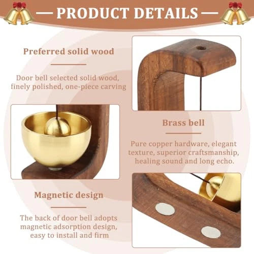 Wood Shopkeepers Bell Magnetic Attached Doorbell Chime for Business Office