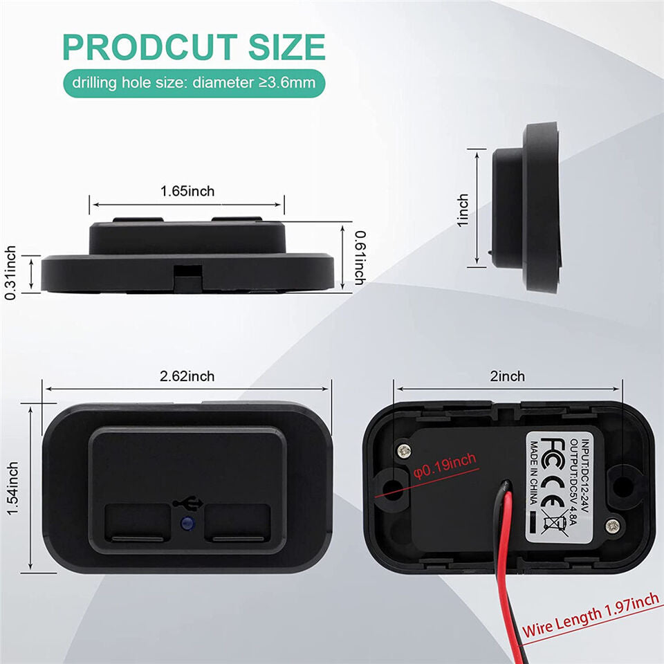 CLEARANCE- Car Dual USB 12V-24V Charger Quick Charge PD QC 3.0 Socket Power Outlet Type C
