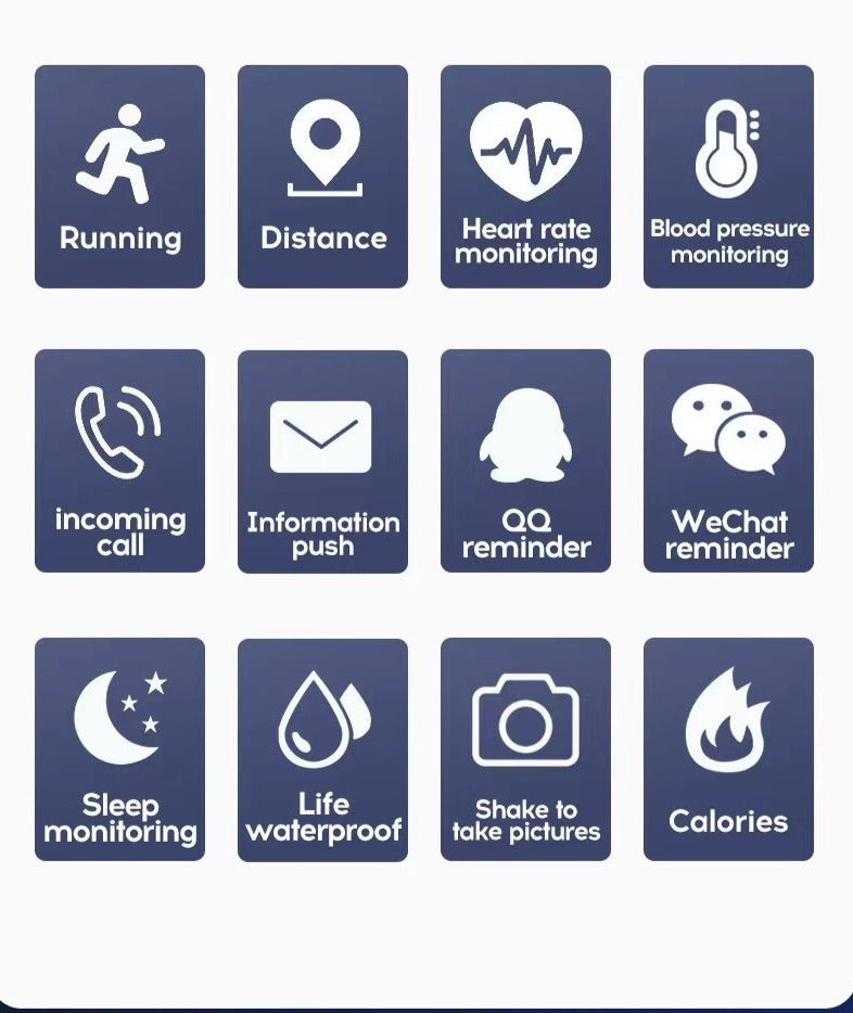 1.3" Smart Watch Sport Body Temperature Heart Rate Blood Oxygen Pressure Monitor