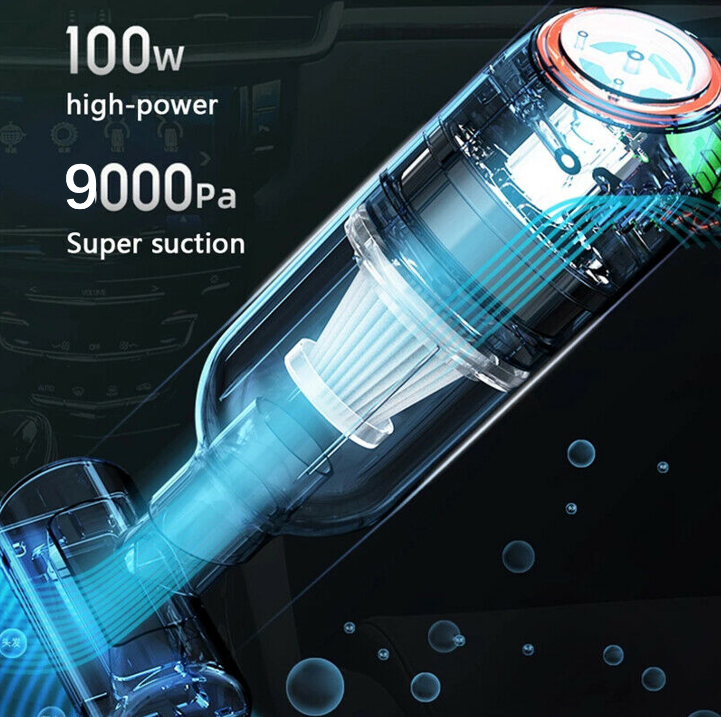 100W Car Vacuum Cleaner High Power 9000PA Mini Vacuum