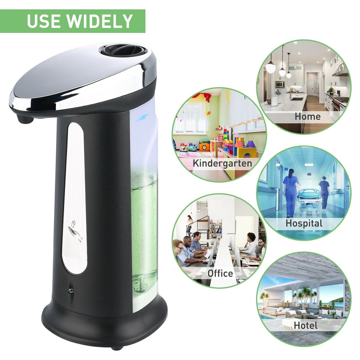 400ML Automatic Soap Dispenser Touchless Handsfree IR Sensor Dispenser Hand Wash