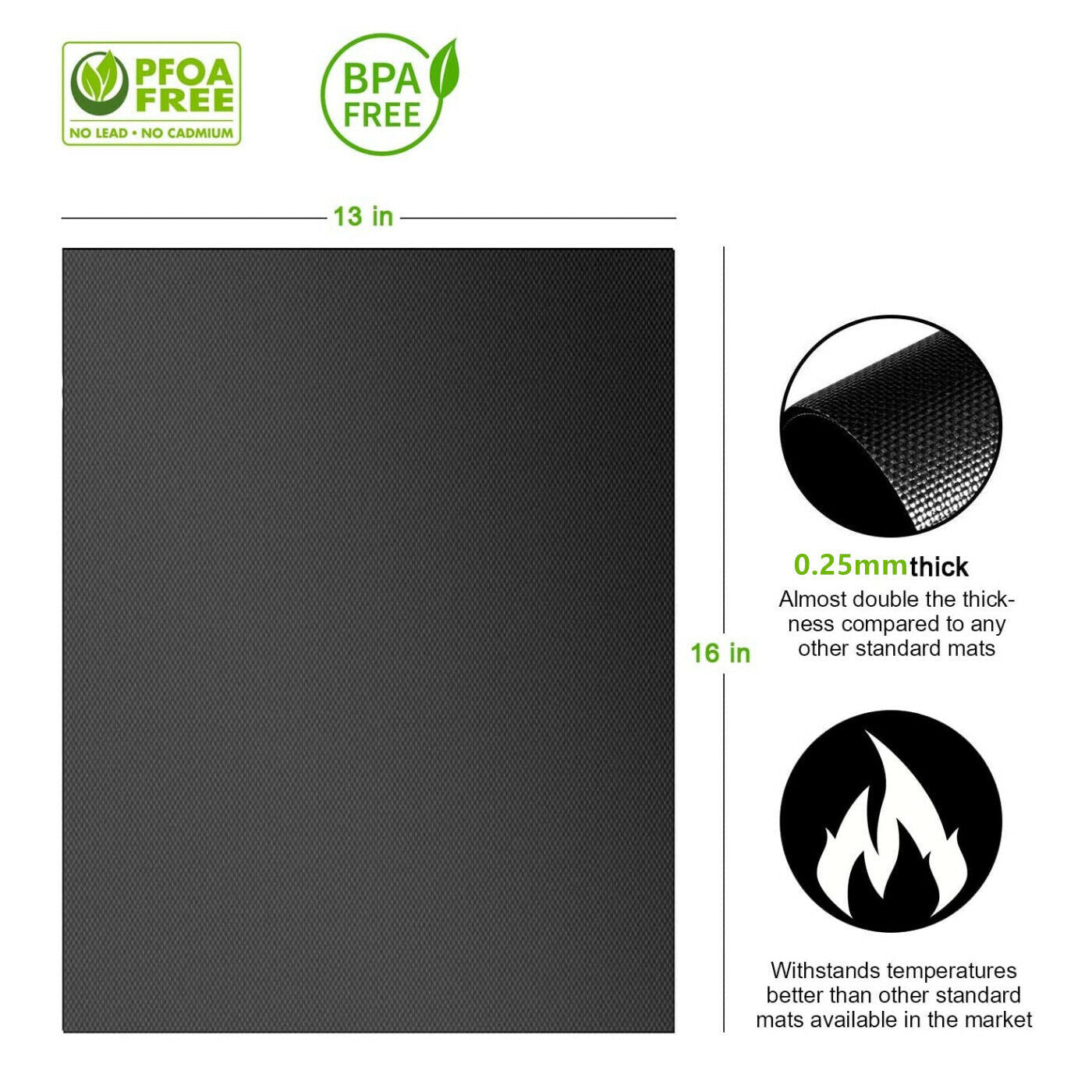 5x BBQ Grill Mats Reusable Baking Cooking Sheet Non-Stick Teflon Barbecue Pad