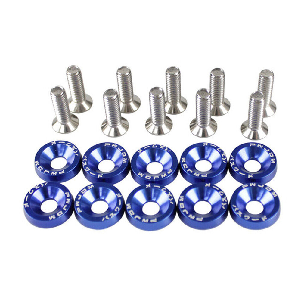CLEARANCE- 10PCS M6 JDM Car Modified Hex Plate Bolts Styling Concave Washer Bumper Screws