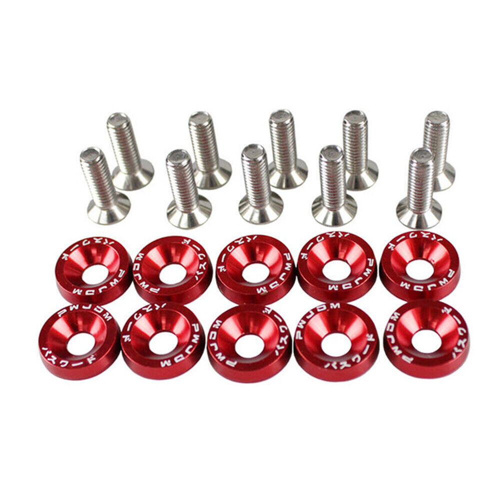 CLEARANCE- 10PCS M6 JDM Car Modified Hex Plate Bolts Styling Concave Washer Bumper Screws