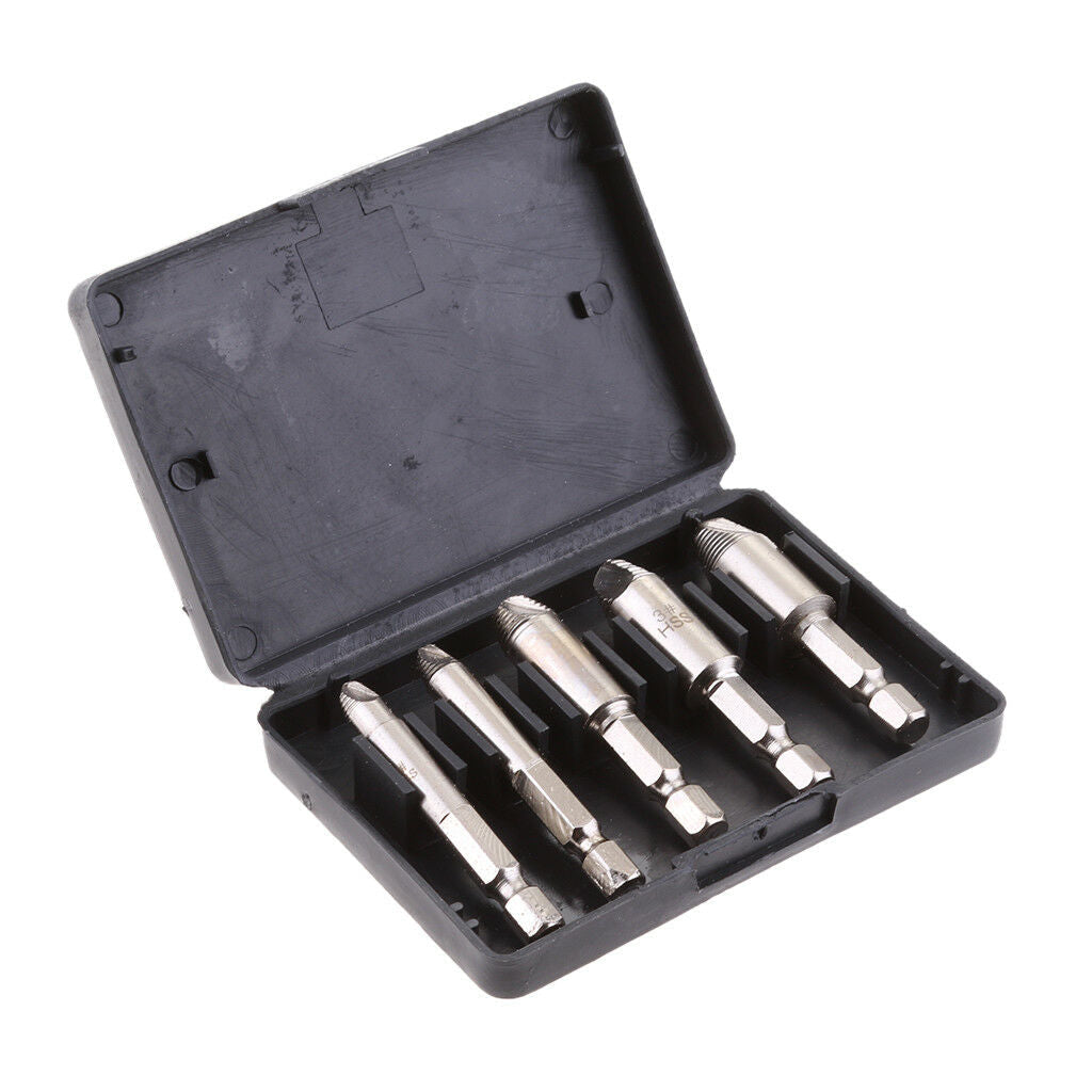 5pc Damaged Broken Stripped Screw Drill Bit Tool Set Bolt Remover