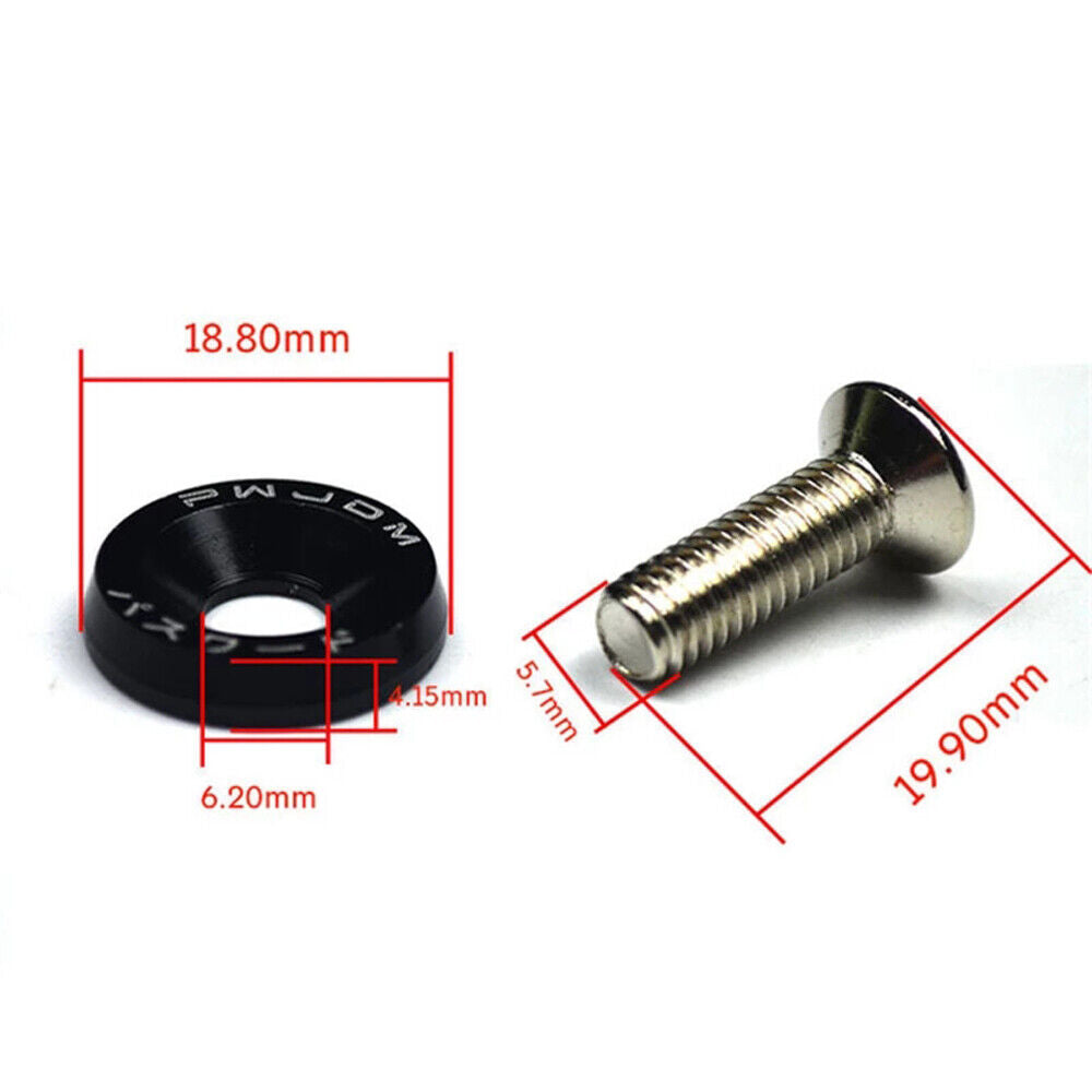CLEARANCE- 10PCS M6 JDM Car Modified Hex Plate Bolts Styling Concave Washer Bumper Screws