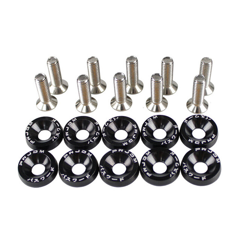 CLEARANCE- 10PCS M6 JDM Car Modified Hex Plate Bolts Styling Concave Washer Bumper Screws