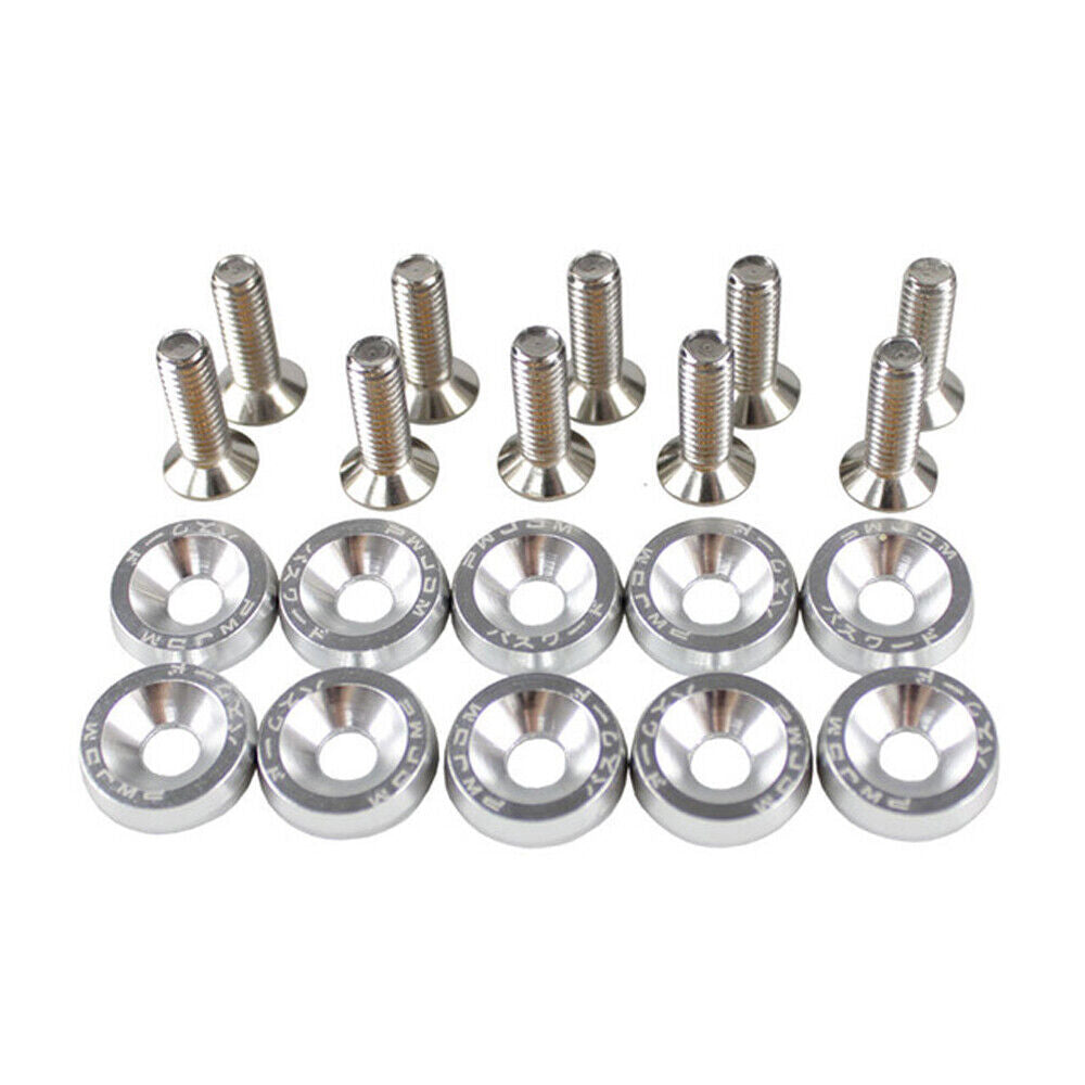 CLEARANCE- 10PCS M6 JDM Car Modified Hex Plate Bolts Styling Concave Washer Bumper Screws