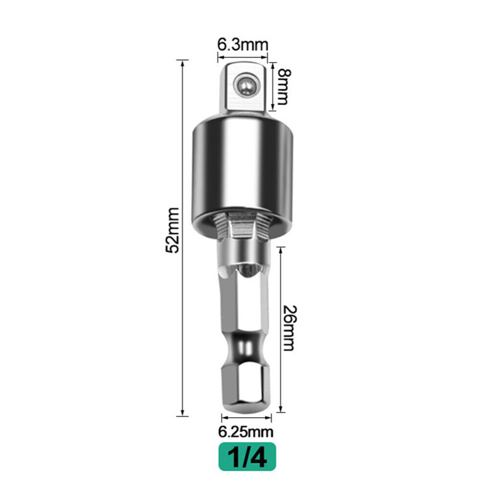 1/2" 1/4" 3/8" Socket Adaptor Set Driver Hex Shank Drill Bits Impact Driver 360°